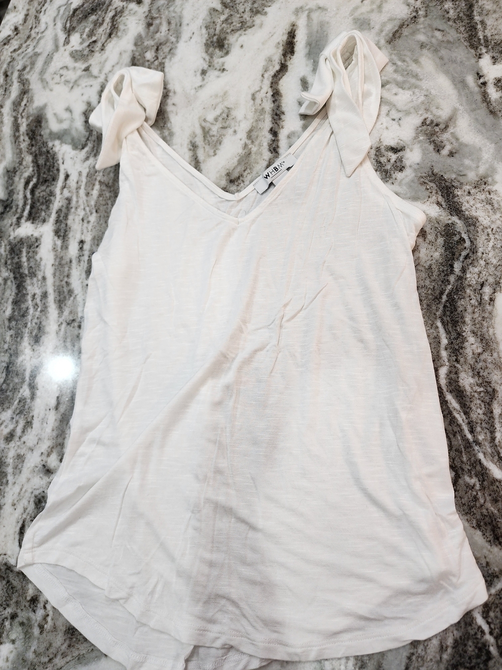 White House Black Market Cream Tie-Shoulder V-Neck Tank